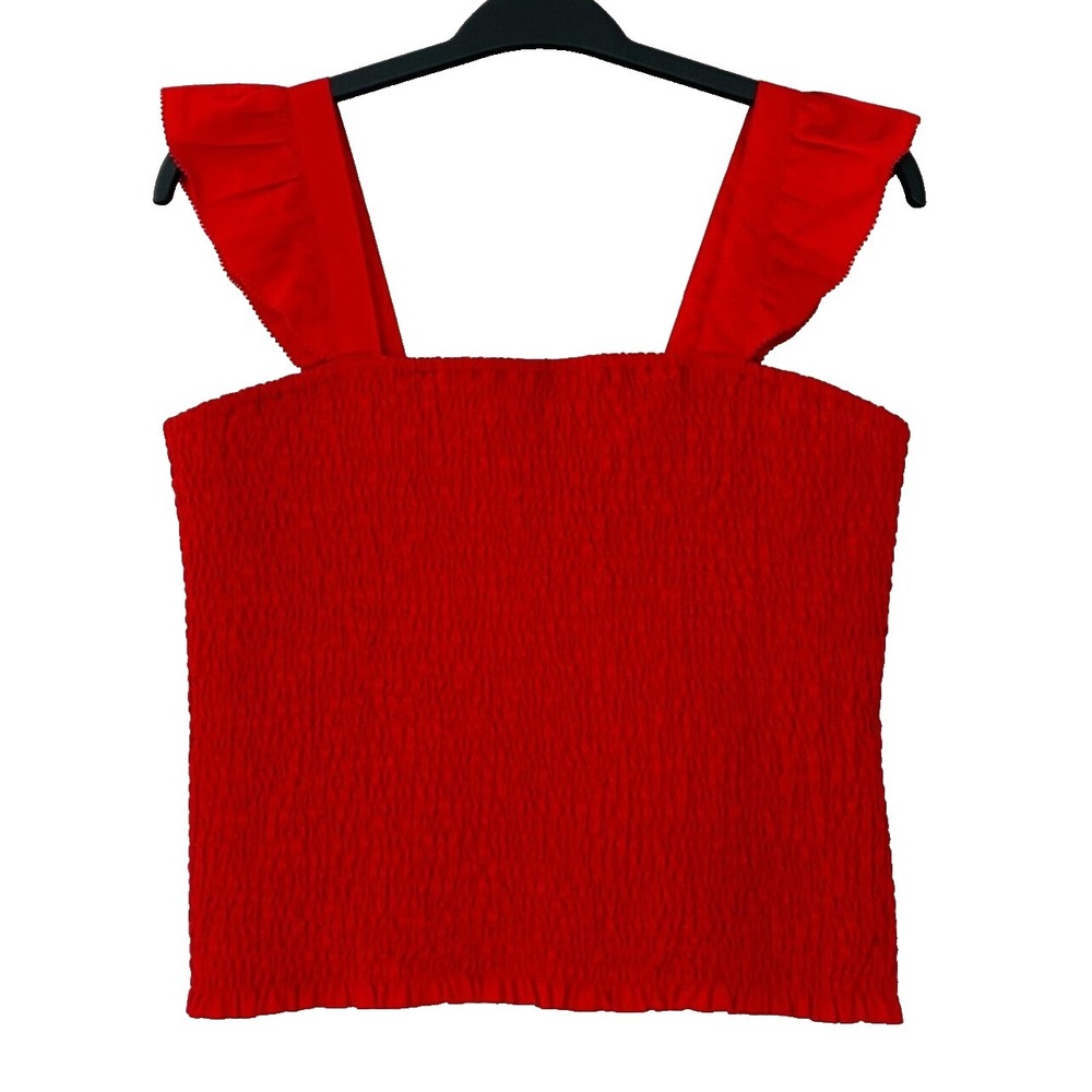 NWT Crop Top Fully Smocked Ribbed Women Large Trendy Summer Vacation